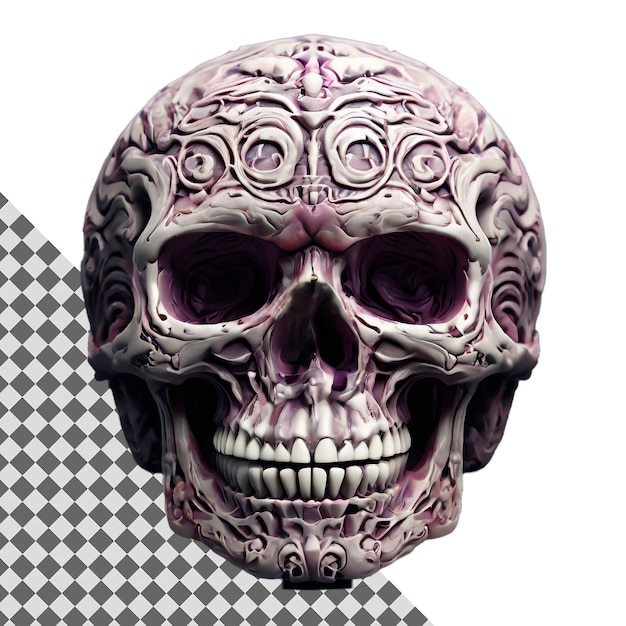 PSD decorative skull with intricate pattern isolated on transparent background