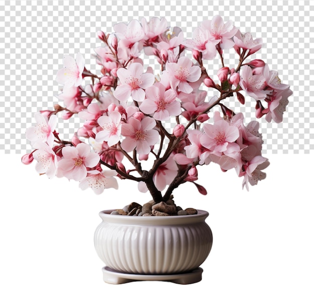 PSD decorative vase of cherry blossom bonsai flowers