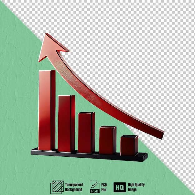 Decreasing Chart with Red Arrow Symbol isolated on transpatent background