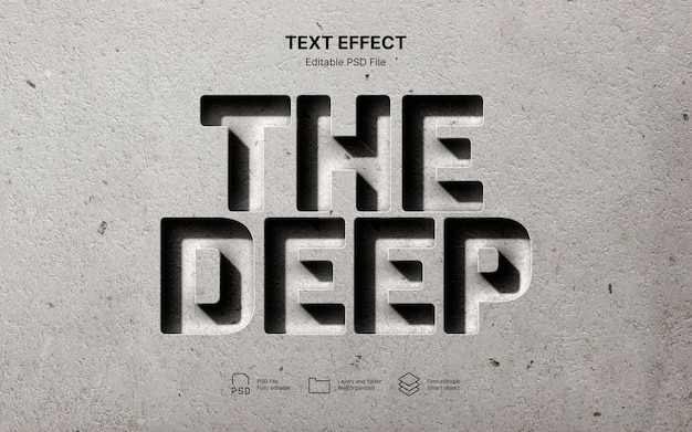 Deep carved text effect