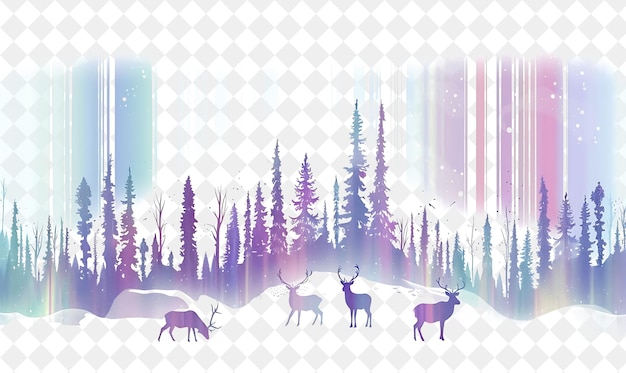 deer in the forest with trees and snow on the background