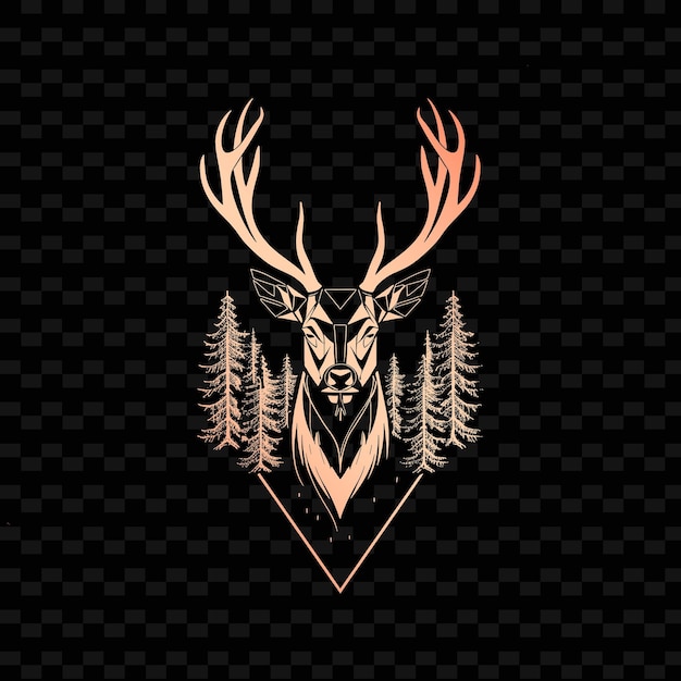 a deer head with antlers on a black background