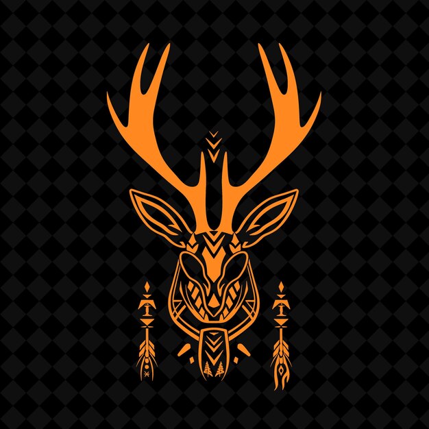 PSD a deer head with antlers on it and a black background with a white background