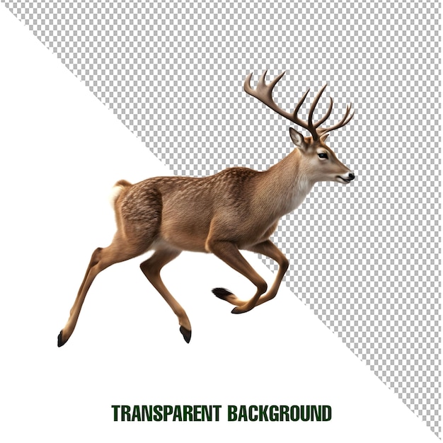 Deer Jumping Cartoon with Transparent Background