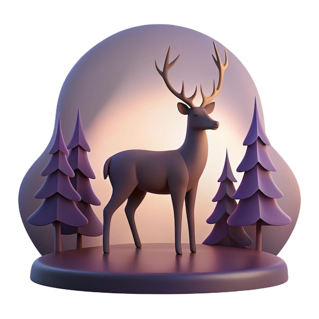 PSD a deer statue with a purple and purple antlers on it