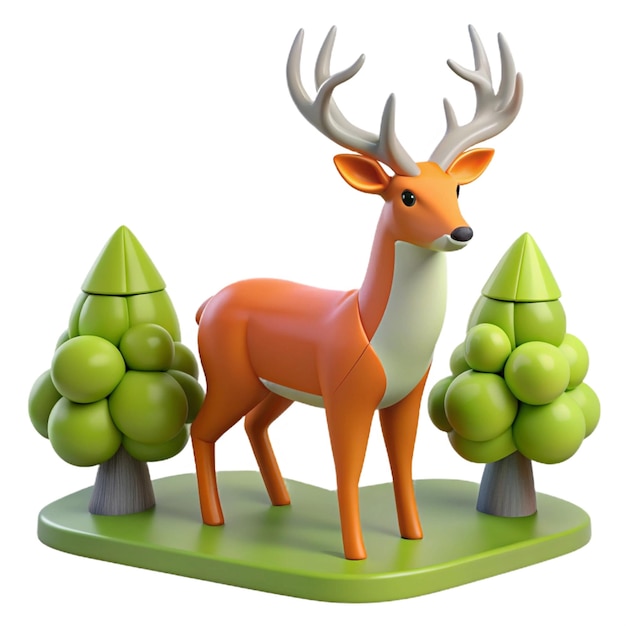 PSD a deer with antlers on it is on a green square