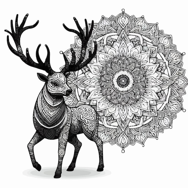 PSD a deer with a pattern on its head and the words  antlers  on it