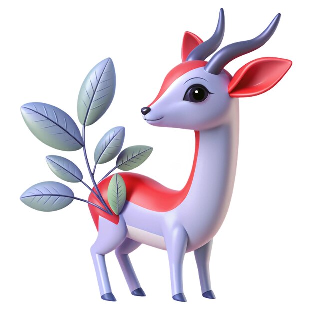 PSD a deer with a red mane stands next to a plant