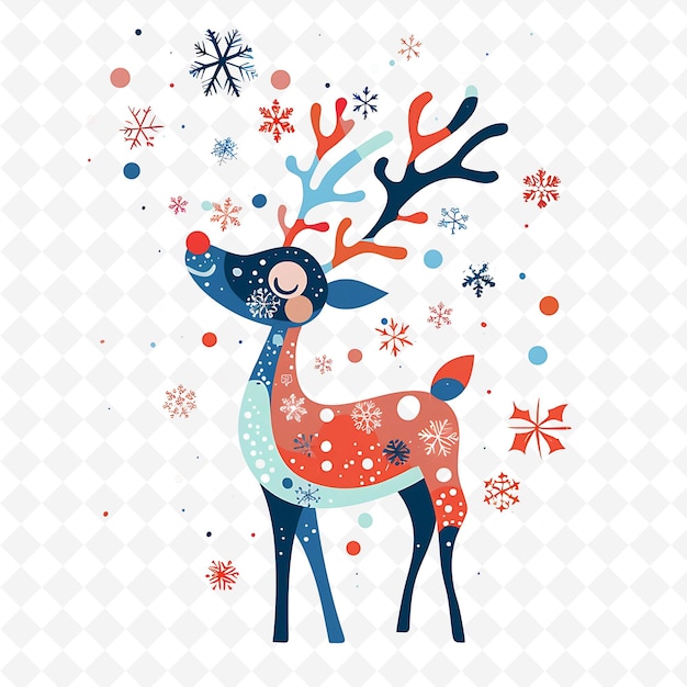 PSD a deer with a snowflake on its head