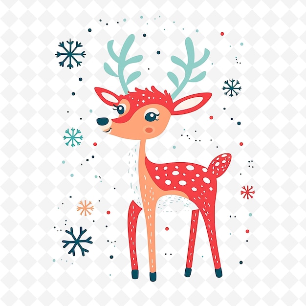 PSD a deer with snowflakes and snowflakes on it