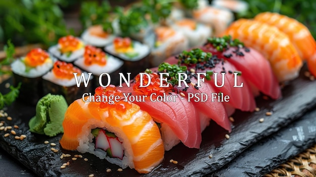 PSD delectable sushi platter