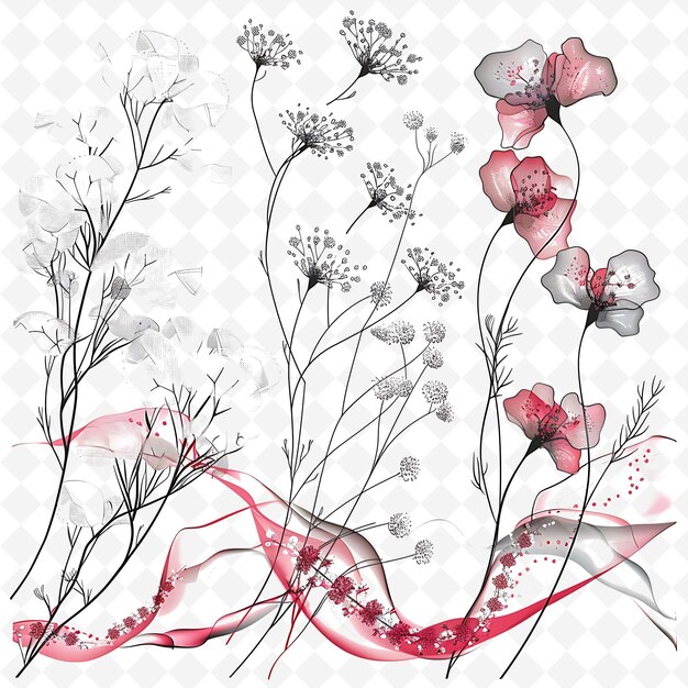 PSD delicate babys breath flowers borderlines design with lace a creative abstract art designs