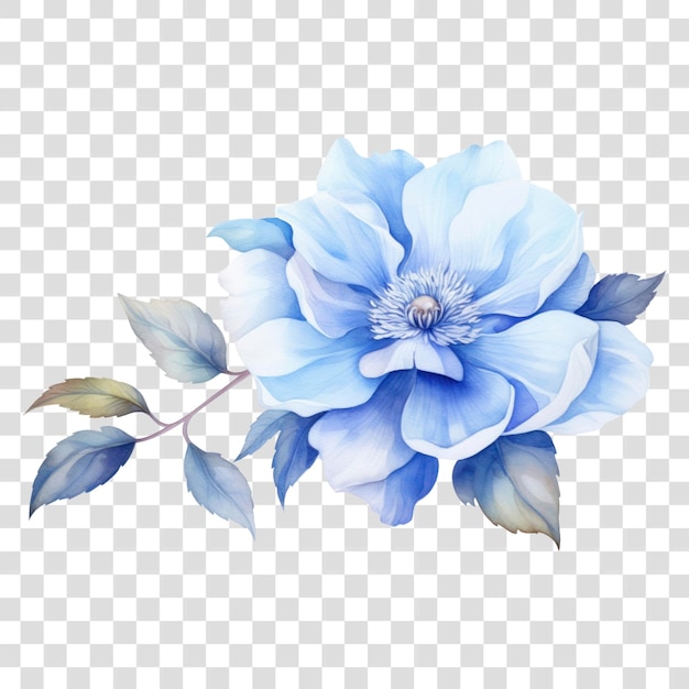 PSD delicate blue floral illustration