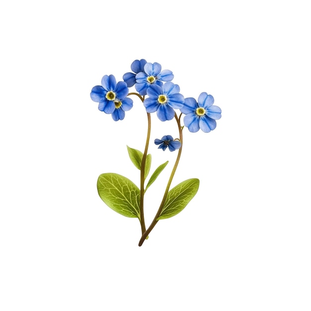 PSD delicate blue forgetmenots with green leaves