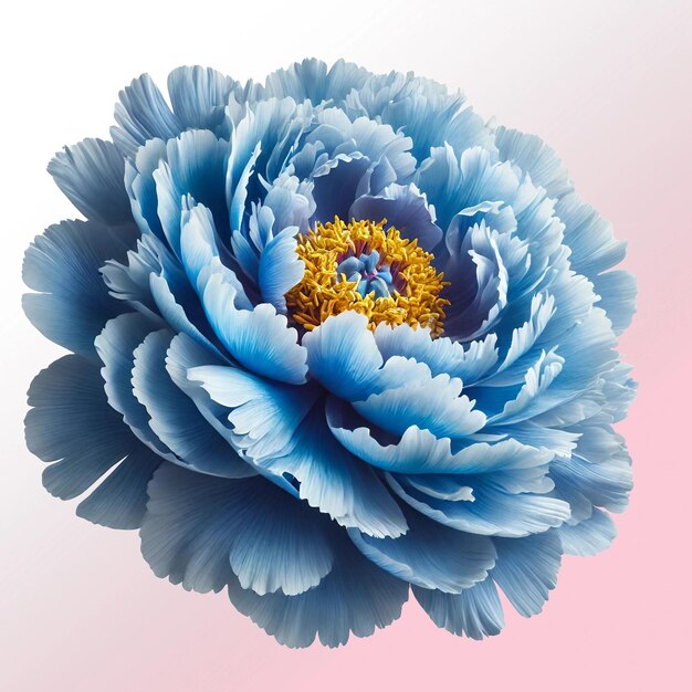 PSD delicate blue peony in full bloom on white