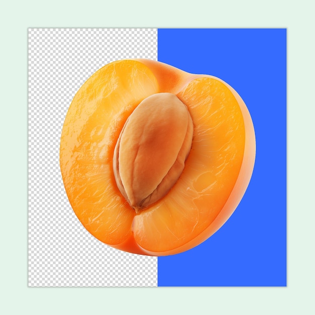 A delicious apricot fruit slice isolated on a transparent background Apricot fruit PSD