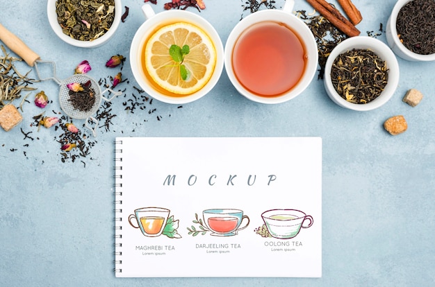 Delicious aromatic tea concept mock-up