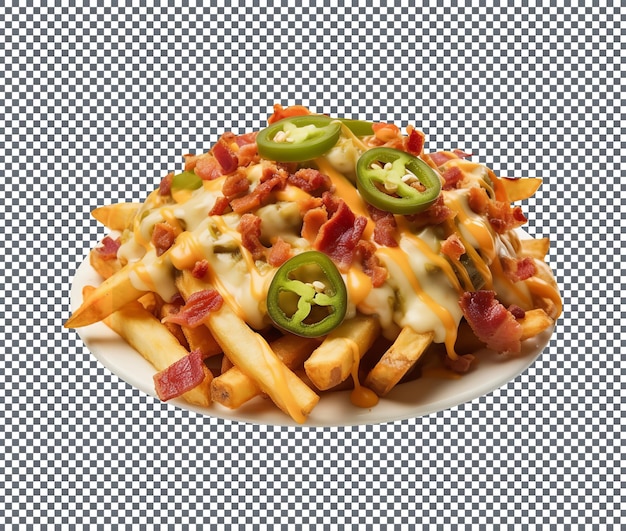 Delicious Bacon Cheese Fries isolated on transparent background