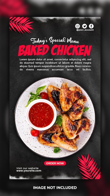 Delicious Baked Chicken Menu Instagram Story Template