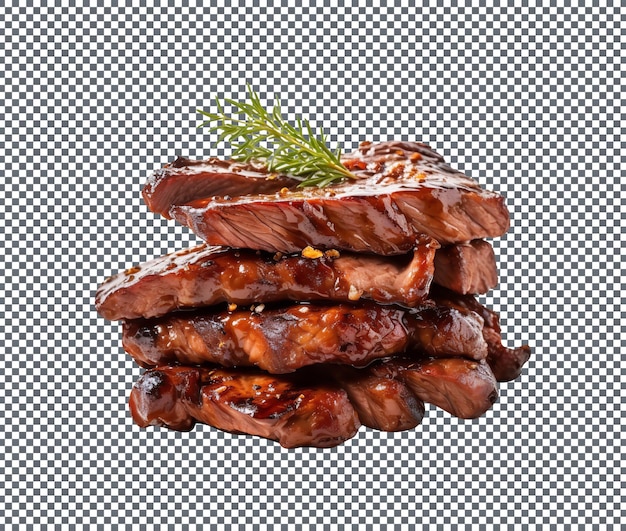 PSD delicious bbq beef isolated on transparent background