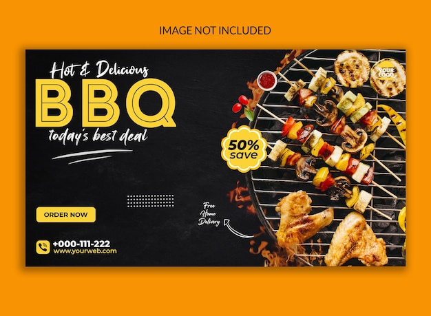 delicious bbq social media banner template design