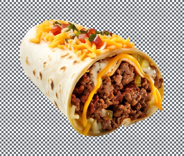 Delicious Beef and chedder wrap isolated on transparent background