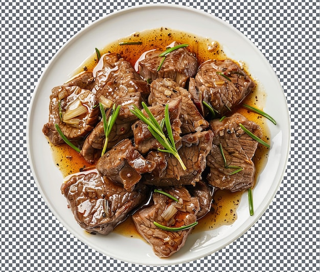 Delicious Beef in GArlic Sauce isolated on transparent background