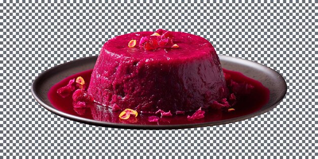 Delicious beetroot halwa plate isolated on transparent background