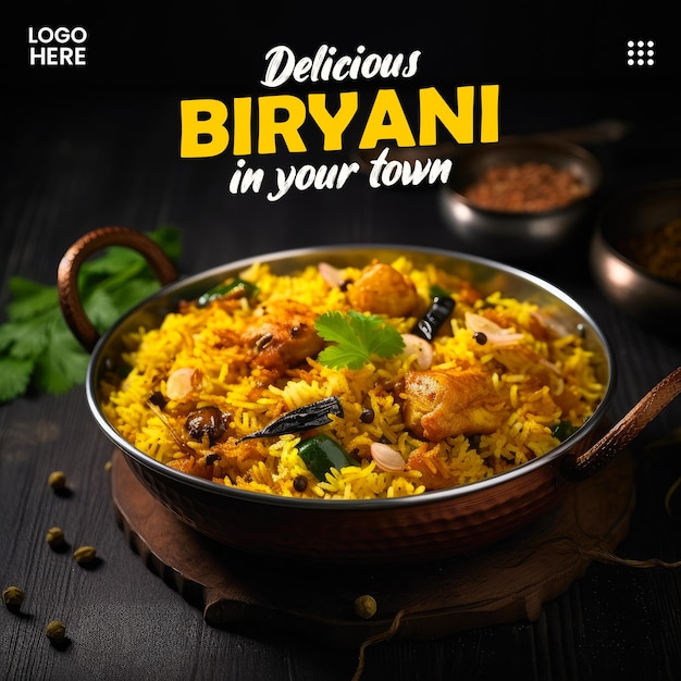 delicious biryani food social media post banner template