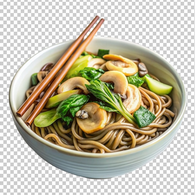 PSD delicious bowl of soba noodles with bok choy on transparent background