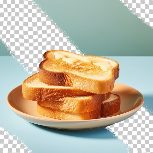 Delicious bread on a small plate transparent background