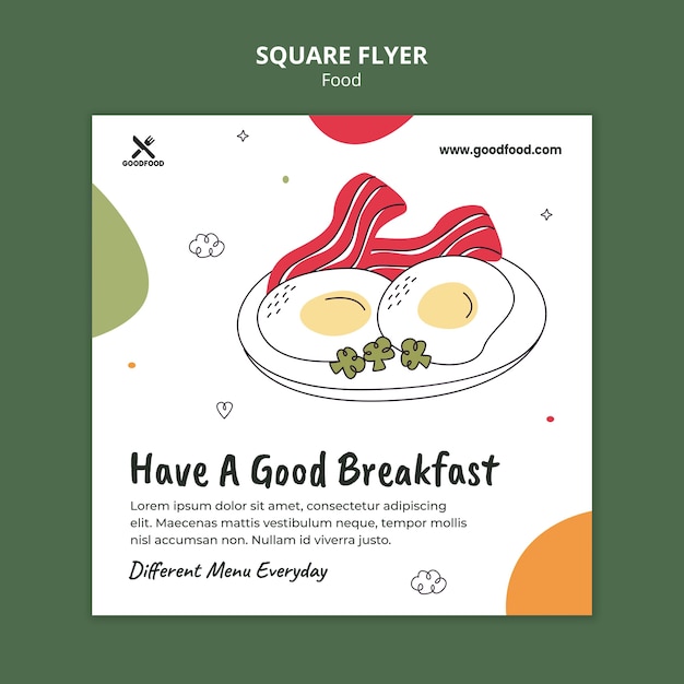 PSD delicious breakfast  squared flyer