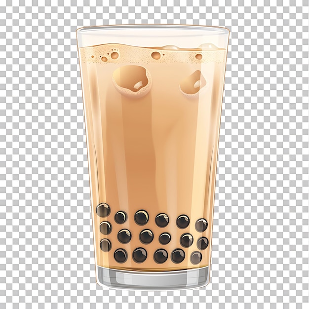 PSD delicious bubble milk tea glass isolated against a transparent background