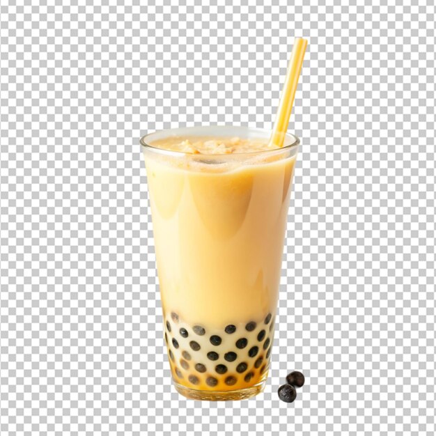 PSD delicious bubble tea with tapioca pearls on transparent background