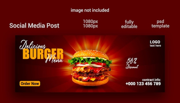 delicious burger facebook cover banner template