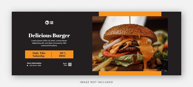 Delicious burger facebook cover page and web banner design template Premium Psd