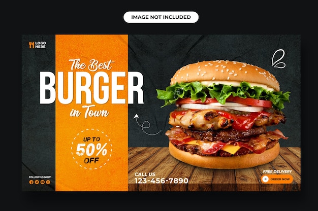 Delicious burger and Fast food menu web banner template