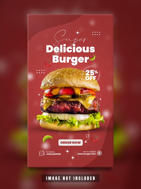 Delicious burger food Instagram story template Premium Psd