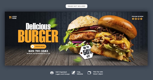 PSD delicious burger and food menu facebook cover template