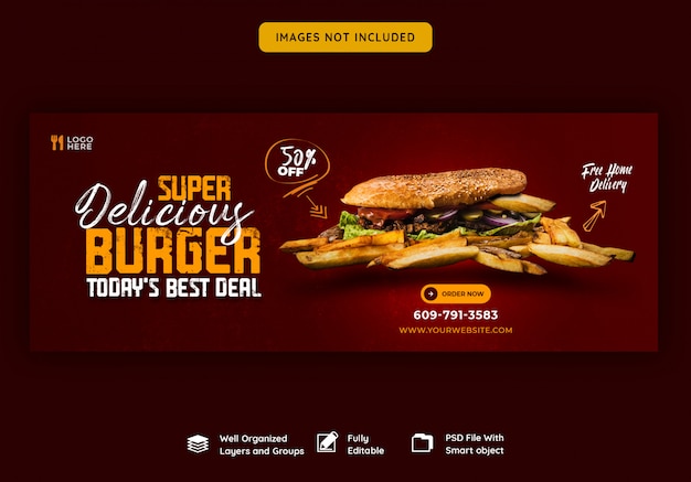 Delicious burger and food menu facebook cover template