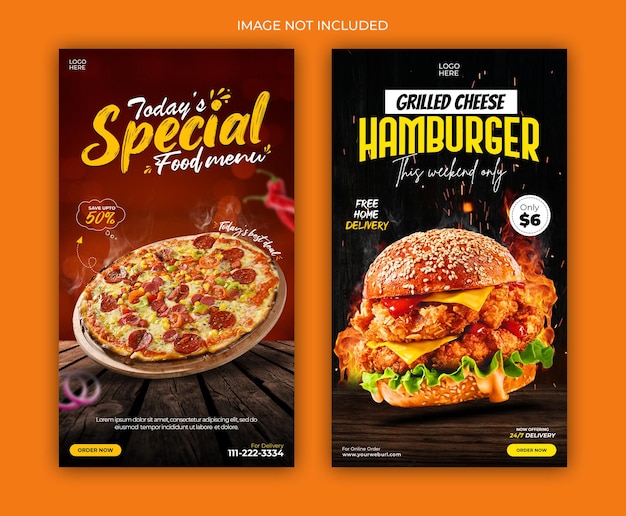 Delicious burger and food menu instagram story template design