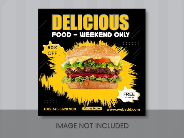 Delicious burger and food menu restaurant social media banner template psd