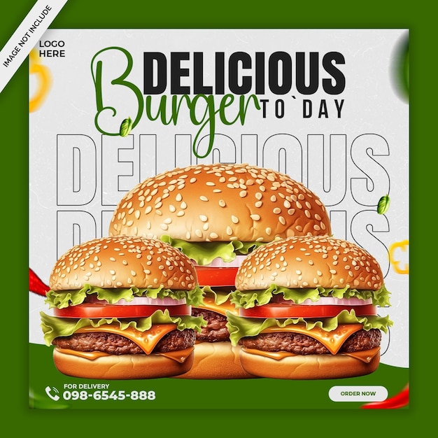 PSD delicious burger and food menu social media banner template