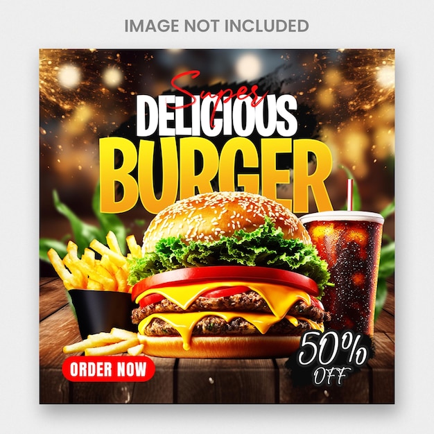 Delicious burger and food menu social media banner template