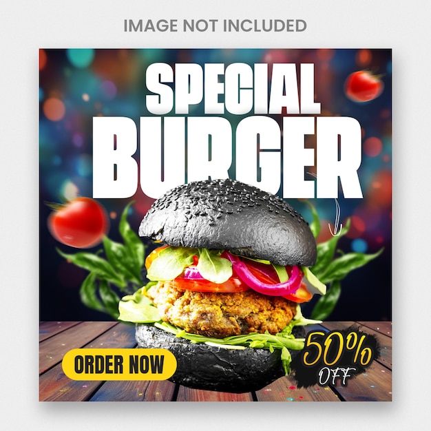 Delicious burger and food menu social media banner template