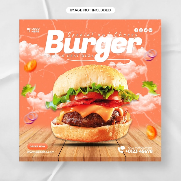 Delicious burger and food menu social media banner web post banner template