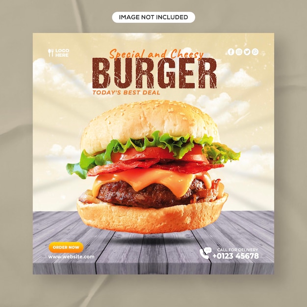 Delicious burger and food menu social media banner web post banner template