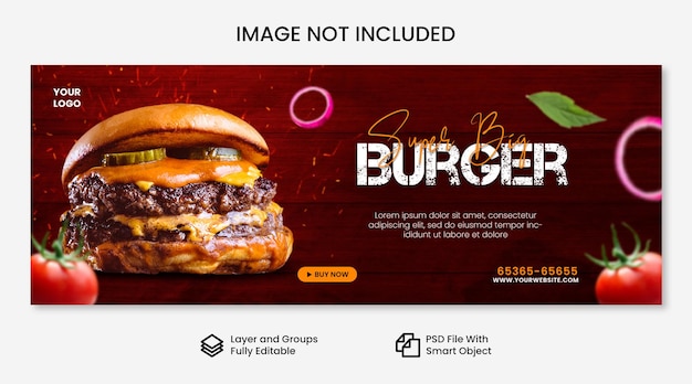 Delicious burger and food menu social media promotion square banner template