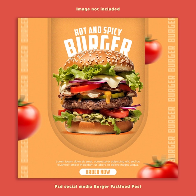 Delicious burger and food menu social media template