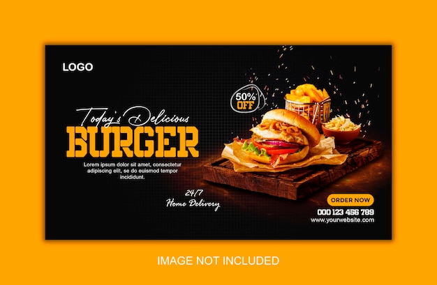 Delicious burger and food menu web banner template